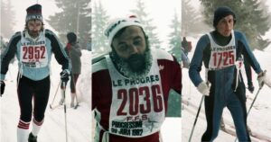 Regardez ces fringants fondeurs en train de tester la Nera, seul fart à sentir le jambon fumé. Dédé porte déjà à cette époque en 1982 des chaussettes de contention, dommage qu'à cette époque il soit sponsorisé par Ricqlès. Avec Jean-pierre on n'arrête pas le Progrès......Quant à Baron, il est complètement givré!